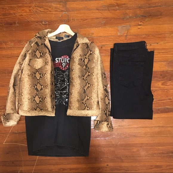 Kristen and Hayley Tops - Snake Print Cropped Zip Jacket/Shirt